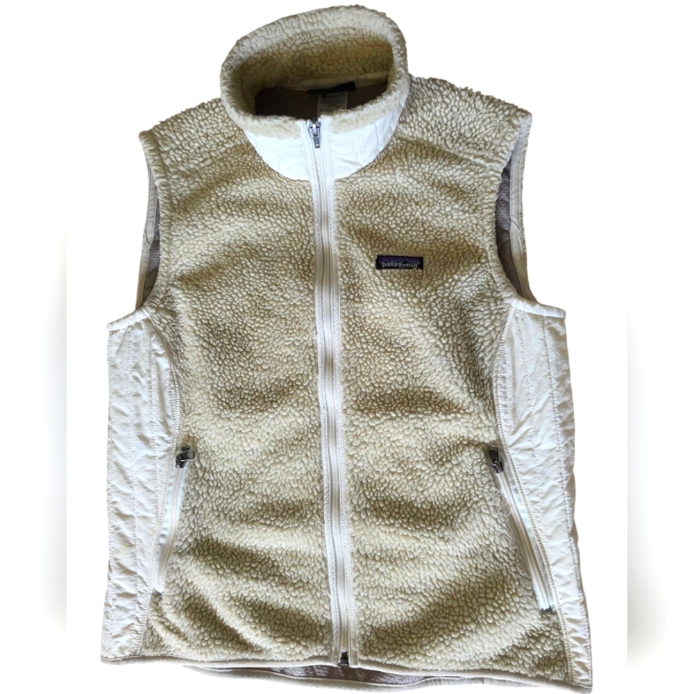 Patagonia, Women's Sherpa Vest, Cream Color, Size Large